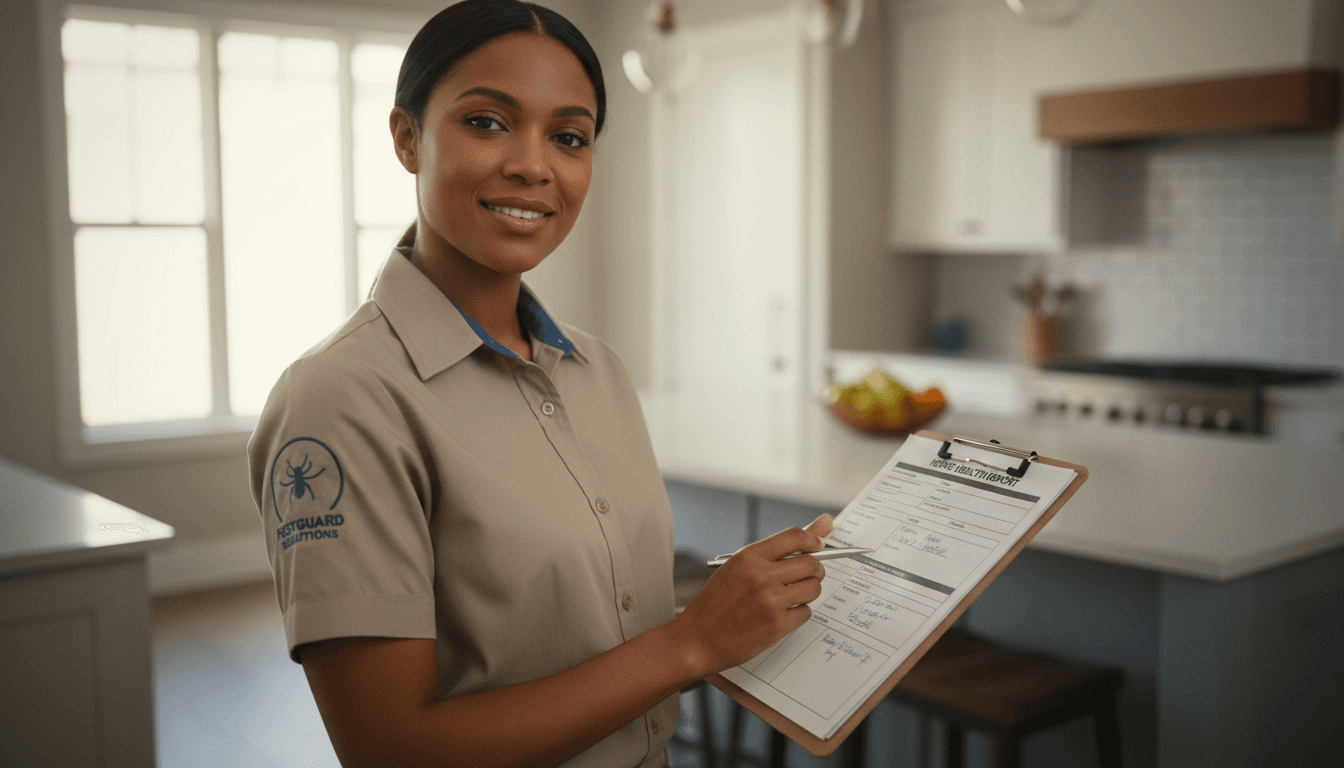 Pest control professional conducting a home inspection in Fillmore