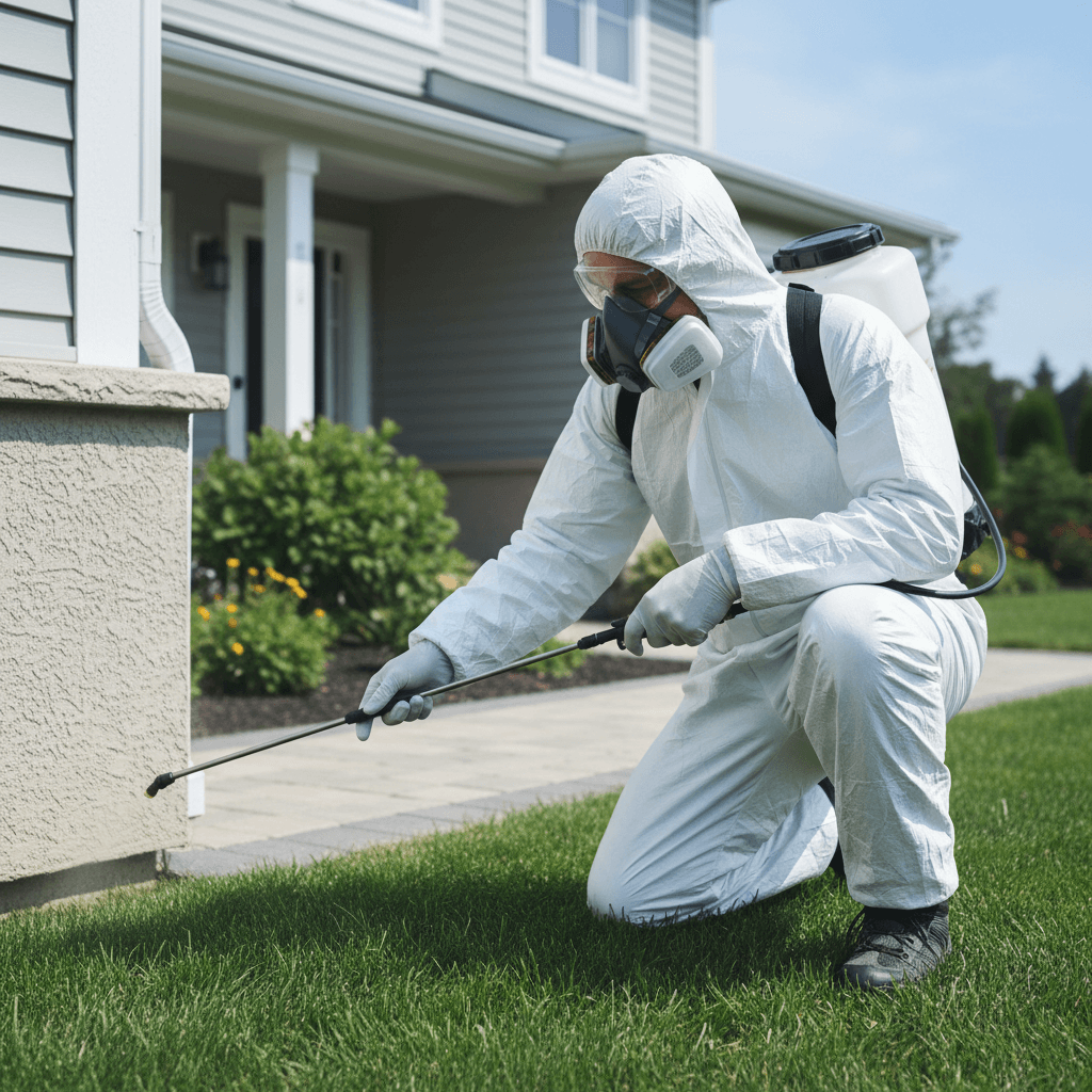Professional pest control technician applying targeted treatment