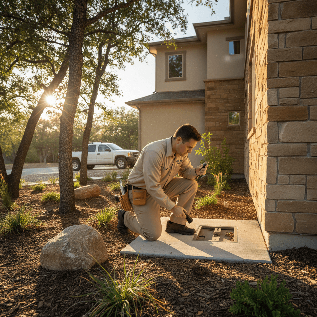 Preventive pest management inspection around home exterior