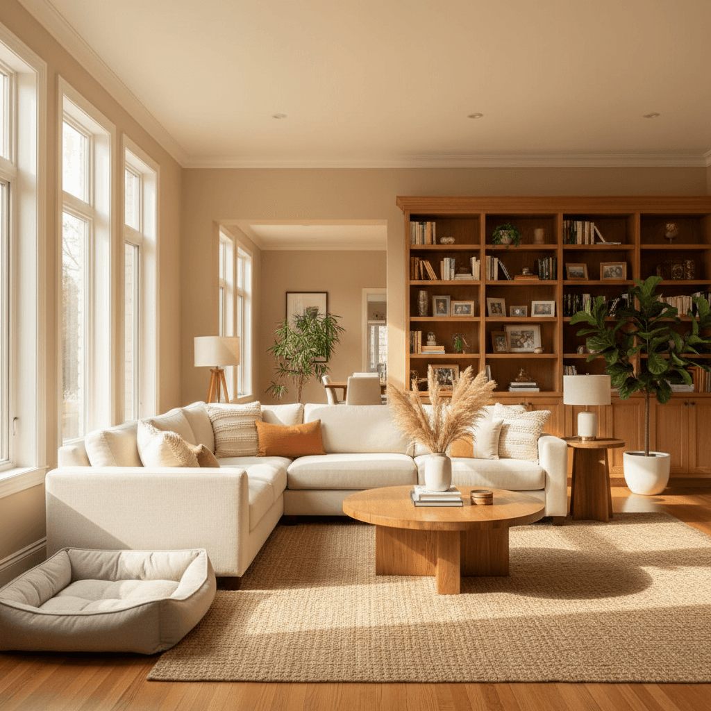Clean, comfortable home interior protected by pest control
